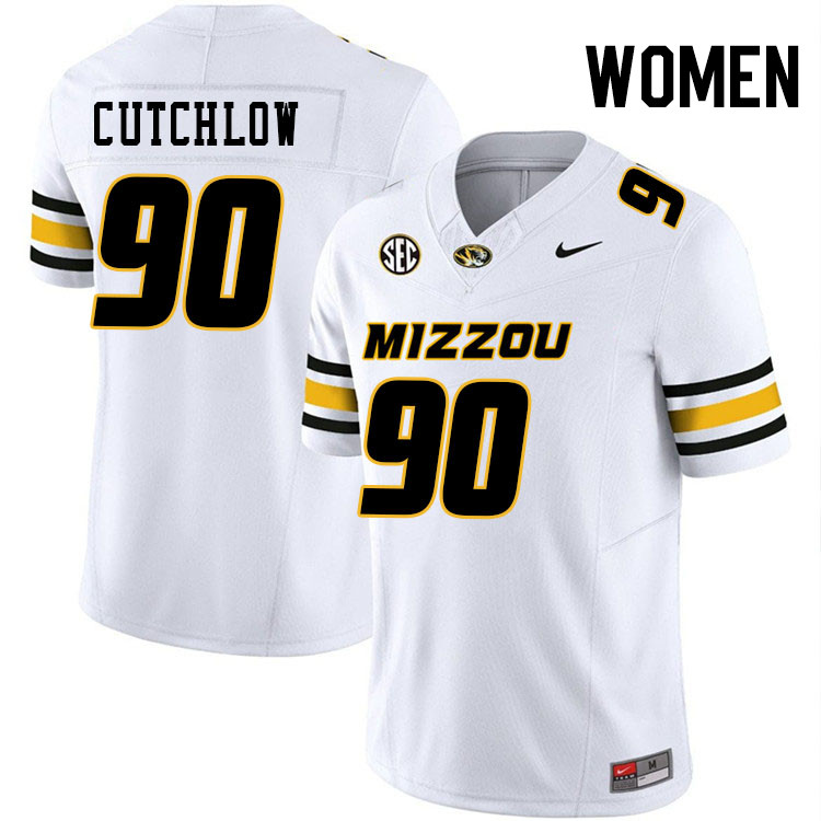 Women #90 Grayson Cutchlow Missouri Tigers College Football Jerseys Stitched-White